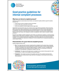 Internal complaint guidelines fact sheet cover image