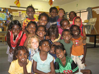 A photo of Indigenous children gathered together