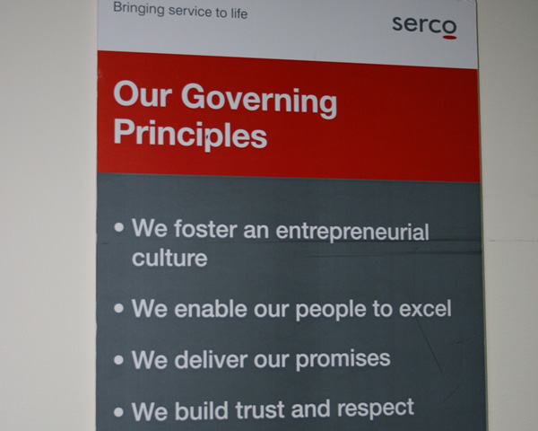 Serco poster, Maribyrnong Immigration Detention Centre. 