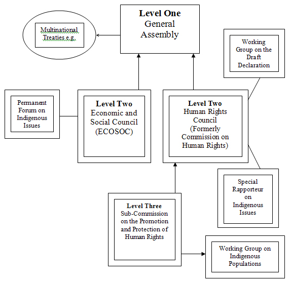 Diagram 1: Overview of Indigenous mechanisms within the UN system, with a focus on human rights procedures