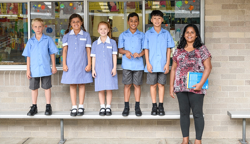 Australian school children and their teacher