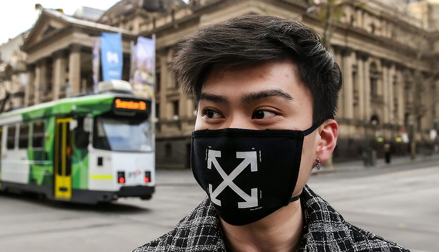 Man in melbourne with designer facemask