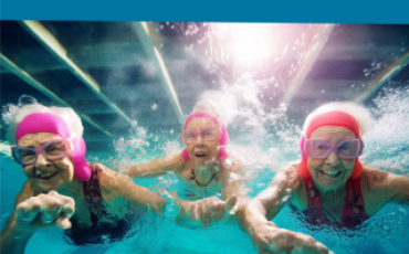 Report cover. Title reads 'Changing perspectives: testing an ageism intervention'. Image is of three older people in a swimming pool.