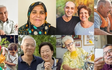 a compilation of faces of older people from various cultural backgrounds