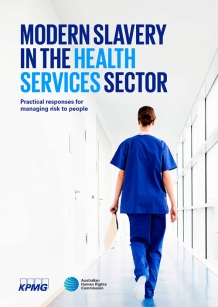 Report cover image of the Modern Slavery in the Health Services Sector. 