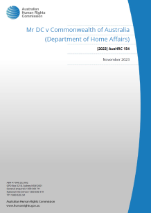 Cover of Australian Human Rights Commission report Mr DC v Commonwealth