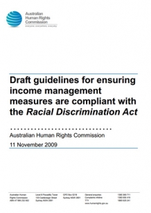 Cover - Draft guidelines for ensuring income management measures are compliant with the Racial Discrimination Act