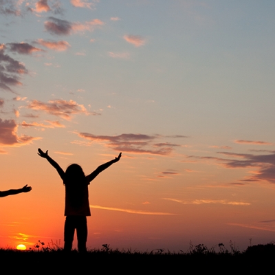 children at sunset